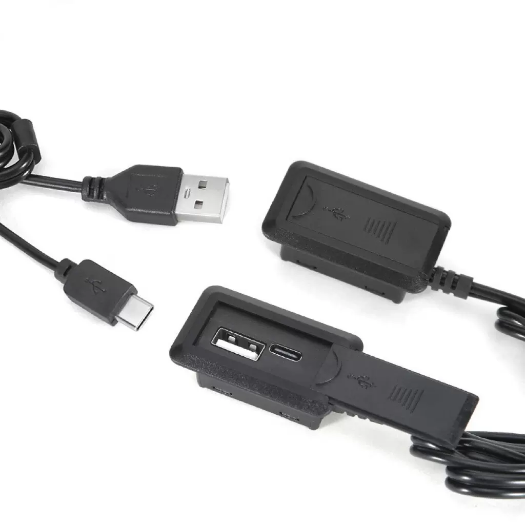 箱包外置USB延长线安卓二合一充电线黑色背包塑料扣具数据线底座