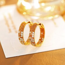 赵露思同款香橙色锆石圈圈耳环轻奢高级感气质大气耳饰女批发代发