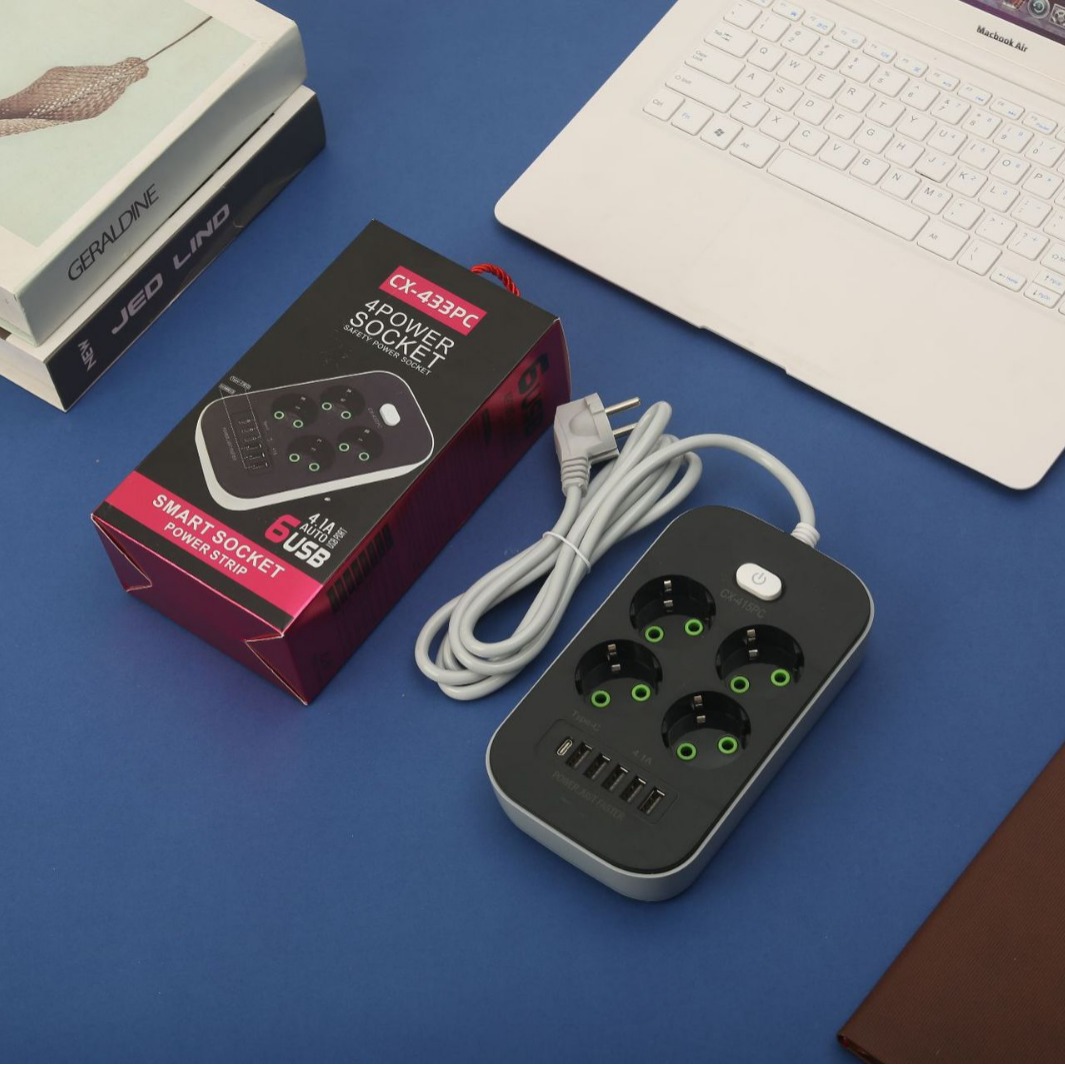 跨境电商欧式欧孔欧洲外贸插座智能办公室8位插孔5USB+1PD插座