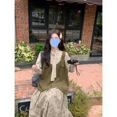 2025大码女装减龄漂亮洋气叠穿针织马甲春季胖半身裙条纹衬衫三