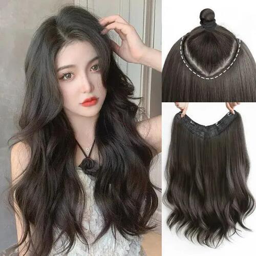 Fashionable U-shaped replacement hair piece, slightly curly one-piece U-shaped wig, female fluffy hair extension wig