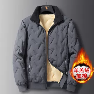 2024年冬季宽松羊羔绒保暖加绒加厚百搭棉服潮棉衣棉服男士时尚