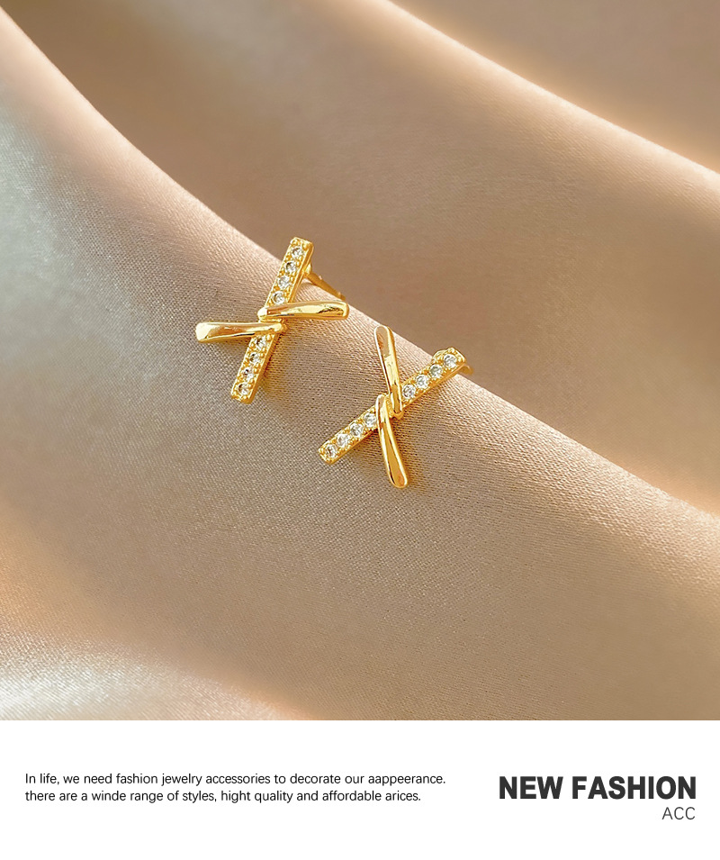 Internet Celebrity Fashion Cross Earrings Women's Simple Micro Inlaid Zircon Petite Earrings Cold Style Design Graceful Earrings Wholesale display picture 9