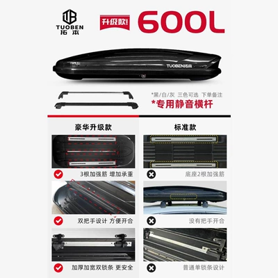 Roof box, Recessed Type - no-drilling-required-600l-upgraded-roof-box-black-white-and-grey-high-speed-crossbars