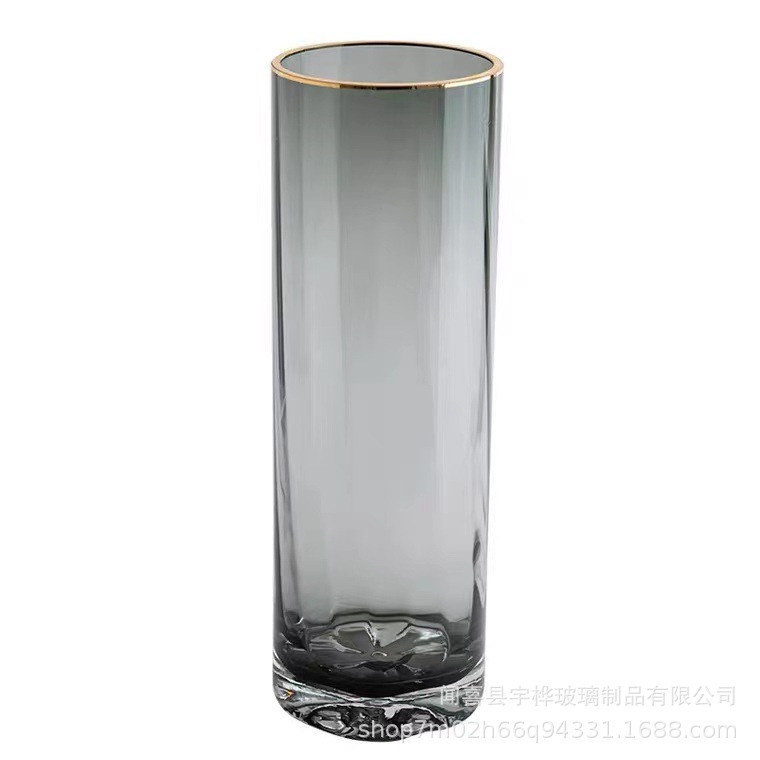 北欧轻奢透明玻璃花瓶水养鲜花向日葵百合花高级感插花瓶客厅摆件