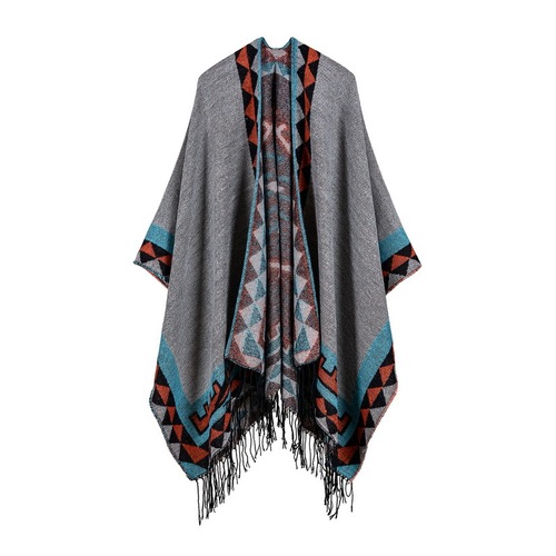 New women's cashmere slit shawl Yunnan warm photo camping bohemian tassel shawl cloak wholesale