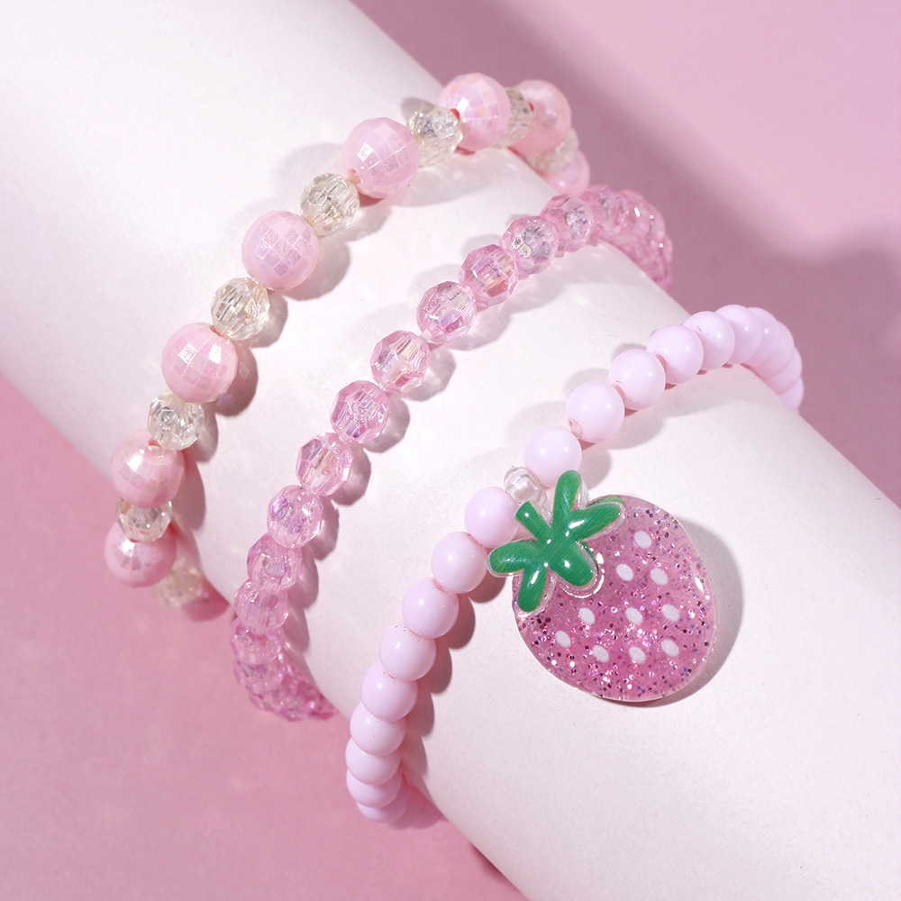 Süß Erdbeere Kunststoff Perlen Armbänder display picture 2