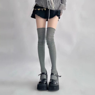 Over-the-knee socks children's high socks spring and autumn gray knitted non-slip thigh socks extended thigh socks autumn and winter stockings
