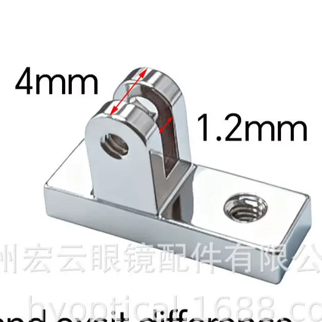 智能眼镜镜框和腿部链接处2+1白铜材料铰链和螺丝尺寸设计展示