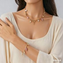 欧美跨境饰品时尚创意多彩陶瓷圆珠项甜美爱心蝴蝶结吊坠手饰套装