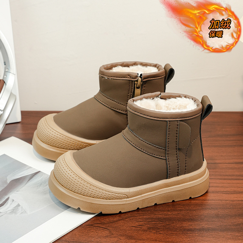 Niños botas de nieve de invierno 2025 nuevas botas de algodón cálidas de lana para niñas botas de algodón impermeables zapatos de algodón para niños