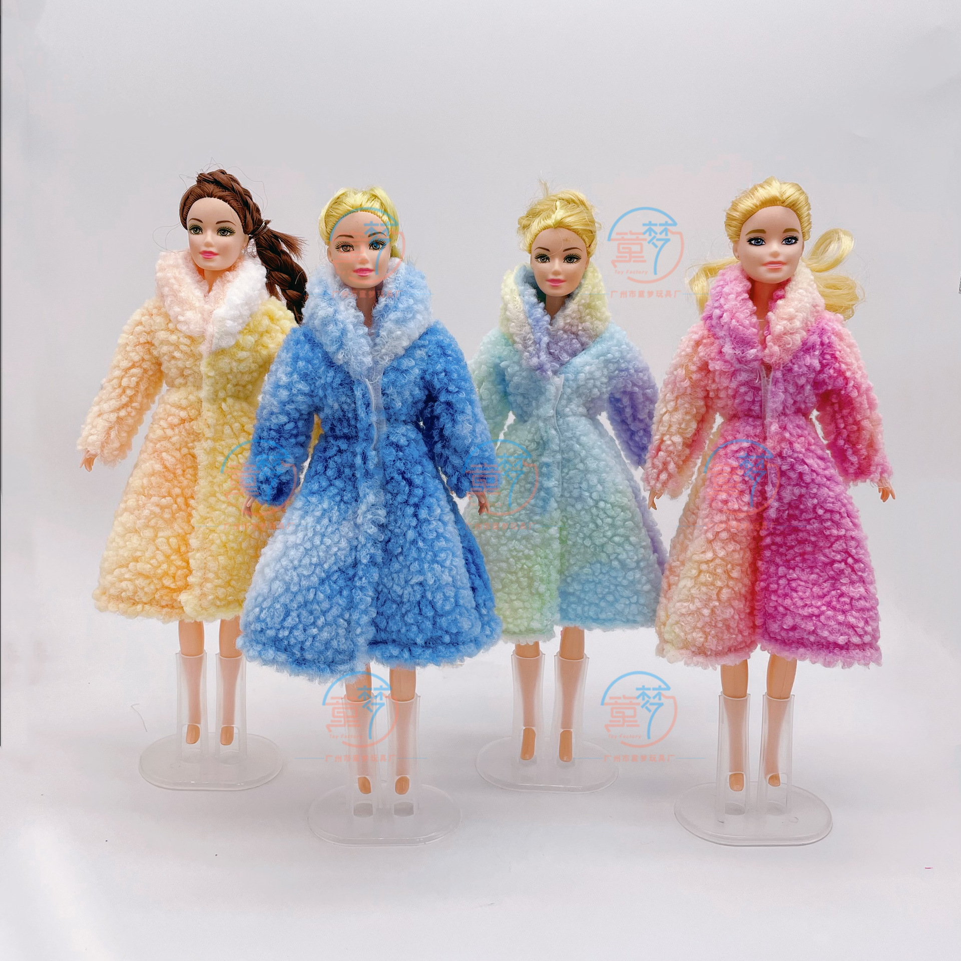 30cm Doll Clothes 6-Point Baby Barbie Fashion Woolen Fur Coat Kidsren's Toys Dress up Princess Clothing