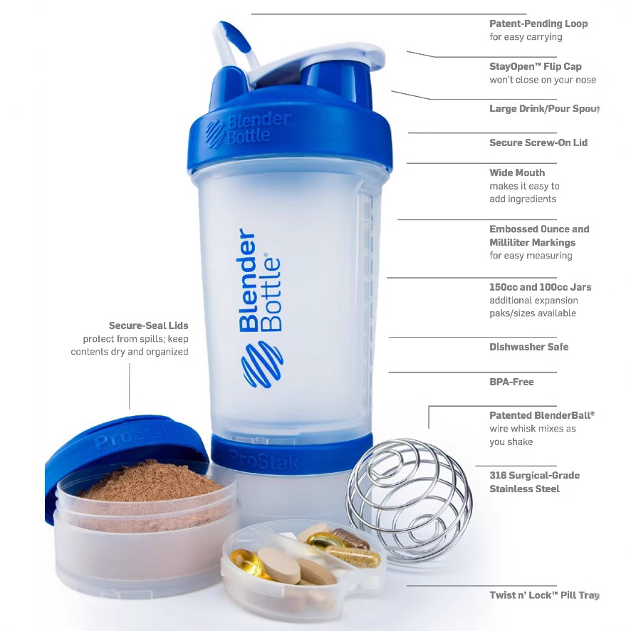 Taza agitadora de 500ml Taza mezcladora de fitness Taza de agua en polvo de proteína deportiva Adecuado para batido Herbalife