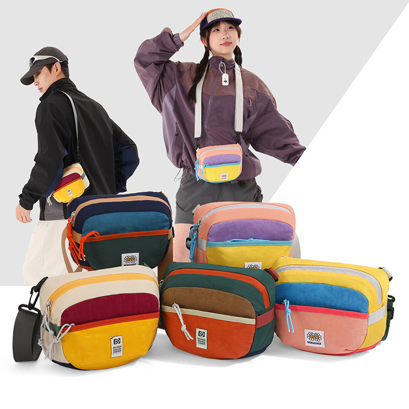 Korean-style dopamine color-blocking chest bag 2026 new model outdoor lightweight sports boys' color-blocked waist bag cycling crossbody bag Korean-style dopamine color-blocking chest bag 2026 new model outdoor lightweight sports boys' color-blocked waist bag cycling crossbody bag