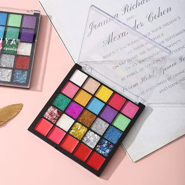 Asha Reya 25 Color Eye Shadow Plate Large Sequin Pearlescent Matte June 1 Performance Color Makeup Plate