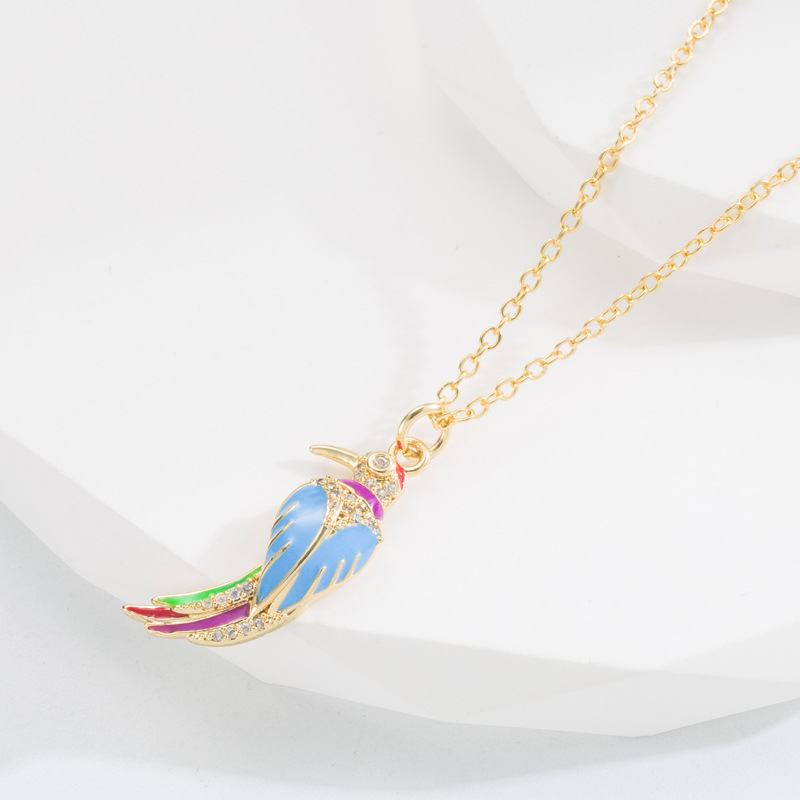 Fashion Butterfly Bird Copper Pendant Necklace Gold Plated Zircon Copper Necklaces
