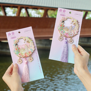 Xi'An Metal Flowing Quicksand Refrigerator Magnet Cultural and Creative Scenic Area Hot Selling National Trend Three-Dimensional Relief Beauty Magnetic Refrigerator Magnet