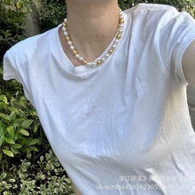 强光正圆气质仿南洋金珠澳白三色混彩糖果色珍珠项链小红书爆款