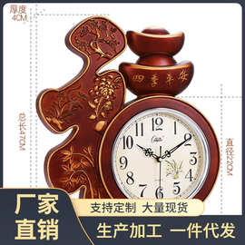 ✅客厅家用挂钟静音卧室钟表时尚简约挂表风福字石英钟