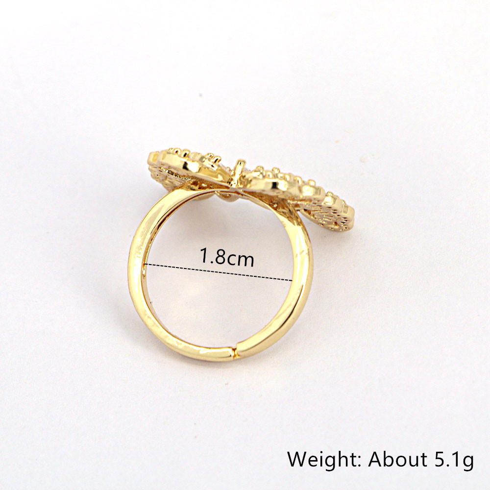 Bague En Cuivre Zircon Coeur Étoile Lune Papillon Or Creux Mode display picture 1