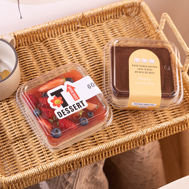 提拉米苏慕斯豆乳水果千层西点甜品奶油蛋糕包装盒子透明塑料打包