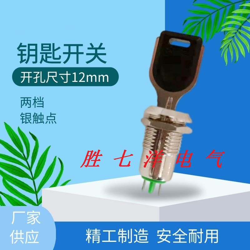 1201钥匙开关双拔12mm电源电子锁电梯钥匙开关一常开基站锁银触点