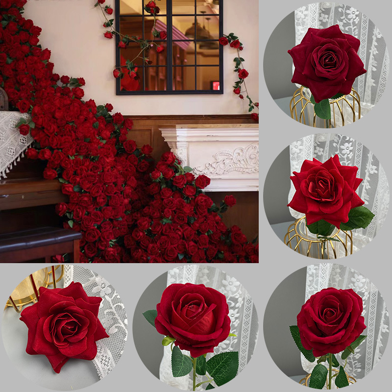 Artificial flower silk flower red rose waterfall flower wall flower arrangement window layout shopping mall Meichen Internet celebrity clock-in decoration Artificial flower silk flower red rose waterfall flower wall flower arrangement window layout shopping mall Meichen Internet celebrity clock-in decoration