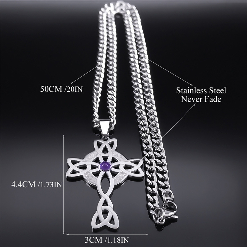 Personalised Stainless Steel Celtic Cross Necklace For Men_voghion.com