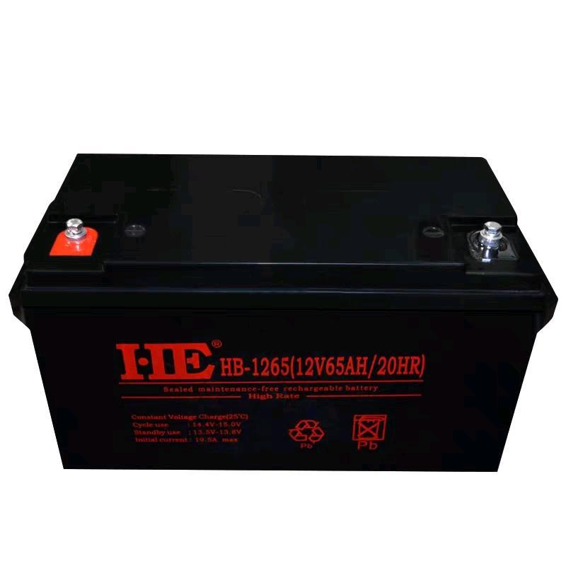 HE蓄电池HB-1265 阀控式 12V65AH直流屏 UPS 太阳能 消防储能电源