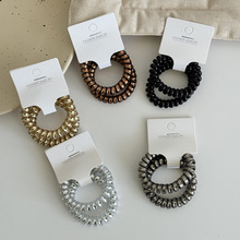 2根装金银色无痕不伤发电话线发绳少女简约头饰扎头发圈百搭发饰