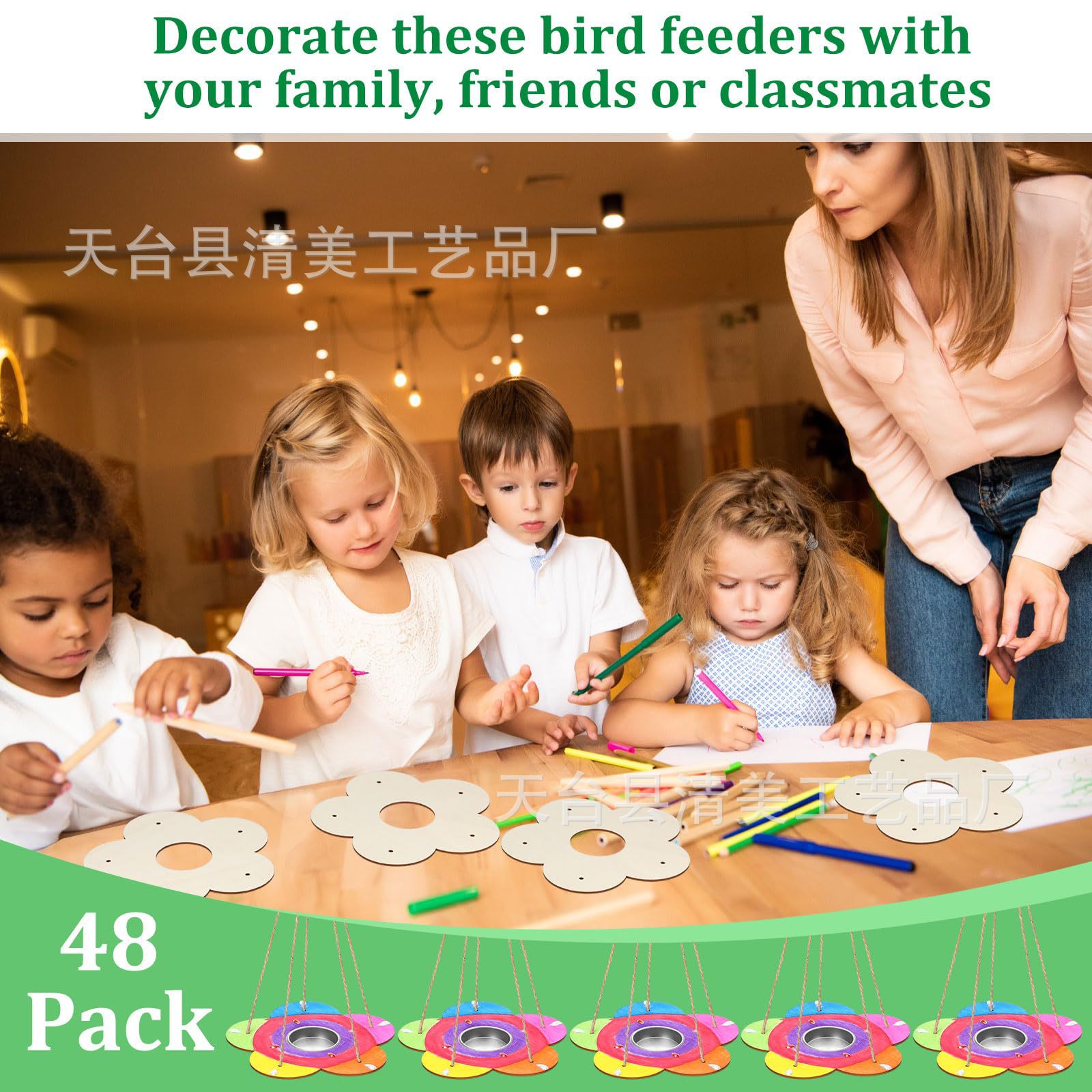 Alimentador de flores de madera, bandeja de madera, artesanía, kit de pintura de madera de bricolaje, juguete al aire libre, regalo de fiesta