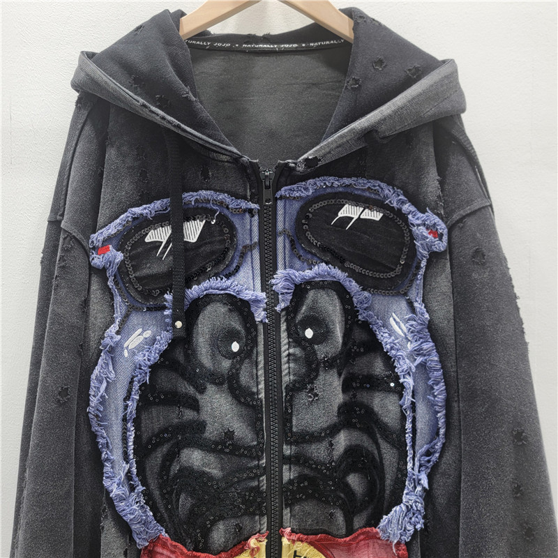 2025 otoño nuevo estilo coreano relajado casual versátil chaqueta con capuz estilo de mujer chaqueta de nicho vaquero