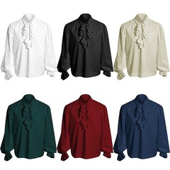 Vampire-inspired Victorian-era steampunk costume with ruffled accents—perfect for Halloween, blending medieval elegance with a touch of Gothic flair.