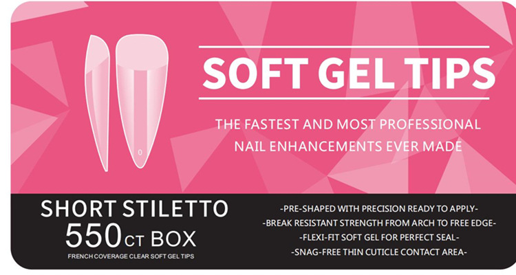 Amazon porcelana caja blanca esmalte de uñas ultra-delgada sin costuras esmerilado gota de agua larga almendra tallado libre esmalte de uñas 550 piezas/caja