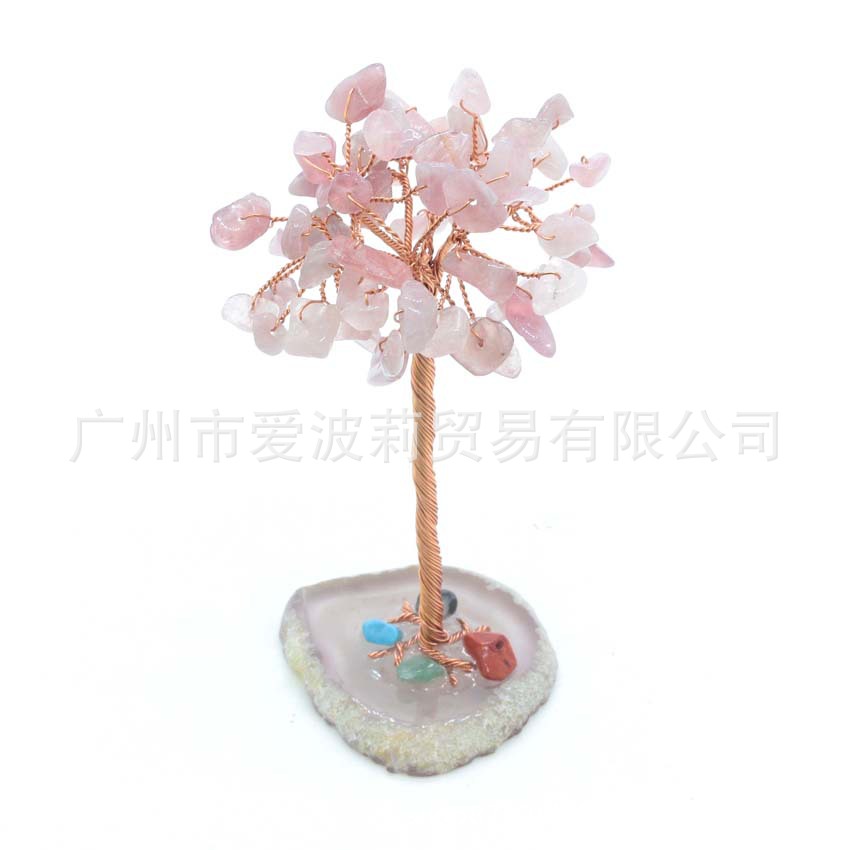 Cristal grava ágata pieza base fortuna árbol decoración hogar creativo artesanía decoración de escritorio