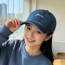 帽子春夏牛仔棒球帽女士韩系简约深顶鸭舌帽宽檐显脸小学生遮阳帽