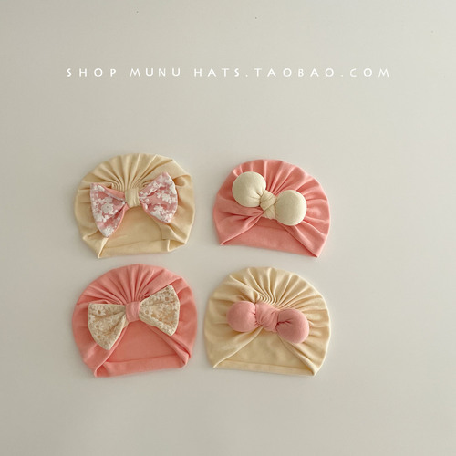 Baby hat spring and autumn style Indian hat newborn fetal hat newborn baby protective fontanel hat cute bow boneless