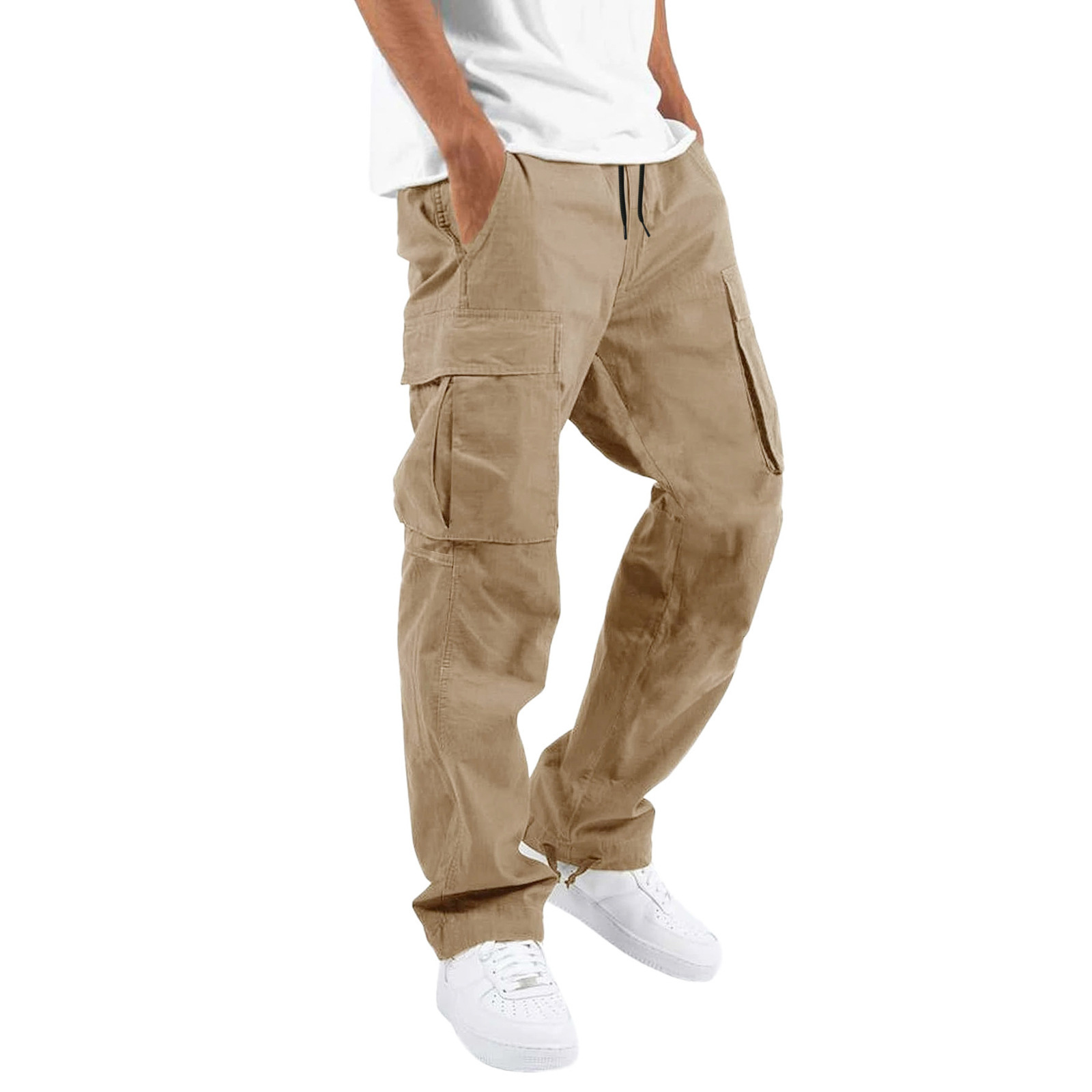 Pantalons de travail décontractés pour hommes, nouvelle collection printemps-automne, avec cordon de serrage et poches_voghion.com