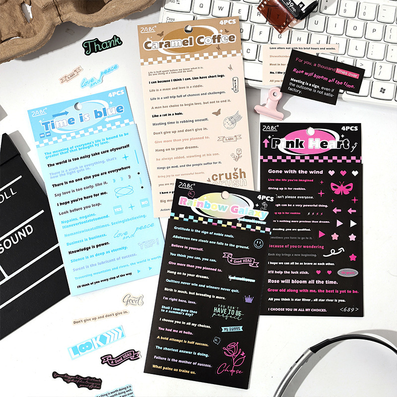 Calculantes adhesivos diarios diarios retro transfronterizos palabras populares inglesas pegatinas de frase