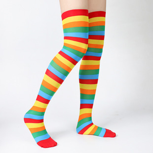 Christmas Striped Stockings Japanese Style Over-The-Knee Thigh Socks Jk Uniform Sexy School Style Colorful High Socks with Heels