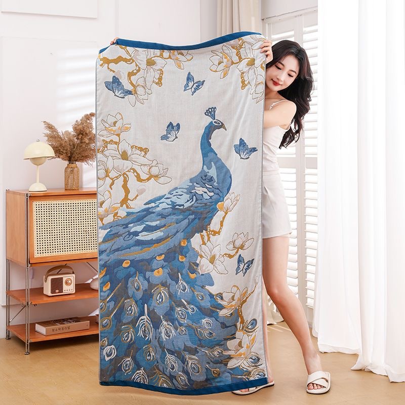 Gauze Bath Towel Pure Cotton Unisex Household Water-Absorbent Quick-Dry Oversized Towel Couple Bathrobe Wrap Shawl Cover Blanket