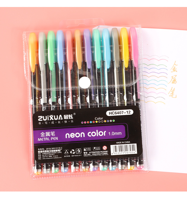 Cute Style Creative Crayon Glitter Fluorescent Pen Rainbow Pen Set