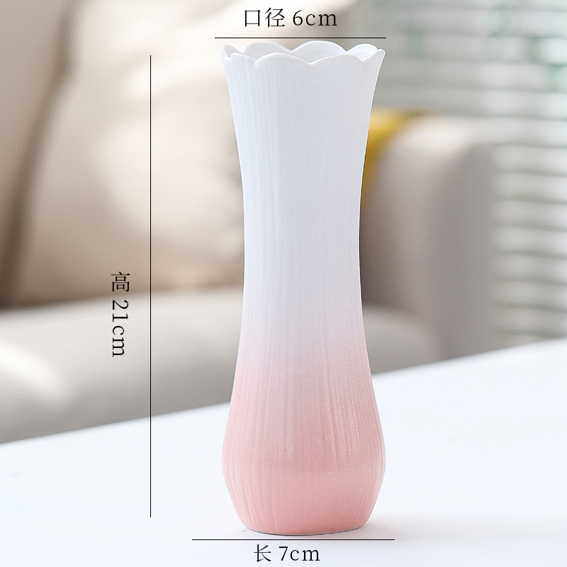 シンプルな現代の満天星陶磁器の花瓶の置物の客間の白い磁器の小さい清新な乾いた花の生け花の創意の陶磁器の花器|undefined