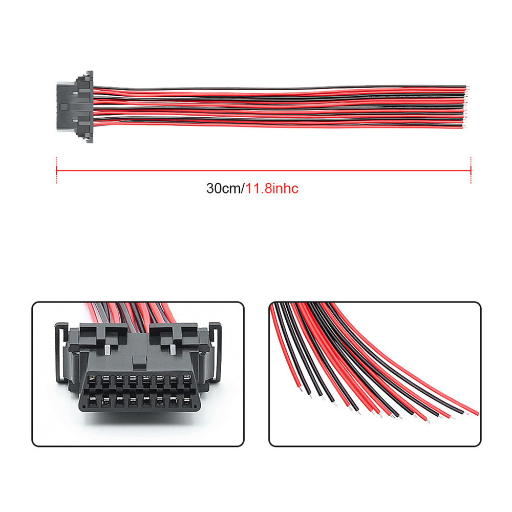 30CM卡夹式端子母头延长线 OBD 16Pin Female Connector 起亚款