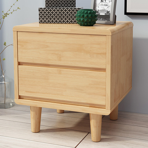 Solid Wood Nordic Bedside Table Simple Minimalist Bedside Small Cabinet Bedroom Rubber Wood Integrated Storage Cabinet Storage Cabinet