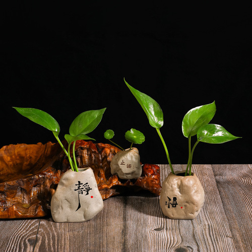 Creative Zen tea table ceramic tea pet imitation stone decoration tea table office desktop small furnishings hydroponic decorations