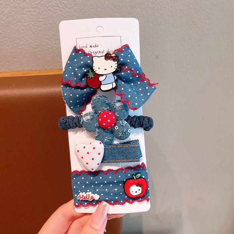 儿童发夹蝴蝶结kt猫合金猫咪烫钻领结皮筋可爱少女头饰鸭嘴夹|undefined