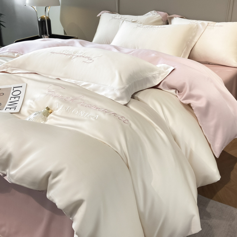 Κατηγορία Α Les Aires 100 κλωστές Αυστριακό LF Lanjing Tencel Κέντημα 4 τεμαχίων Παπλωματοθήκη σεντόνι Εφαρμοσμένο σεντόνι_voghion.com