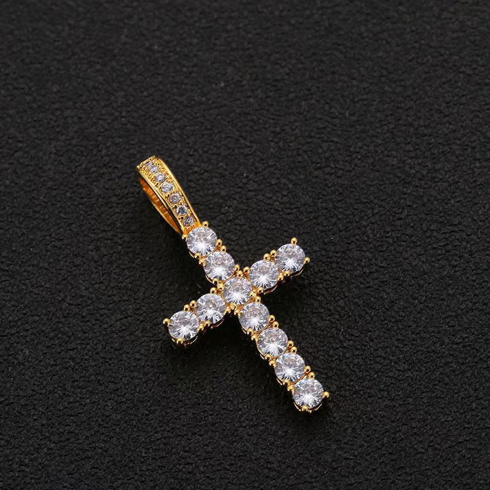 Heren cubaanse schakelketting met grote kruishanger zirkonia_voghion.com