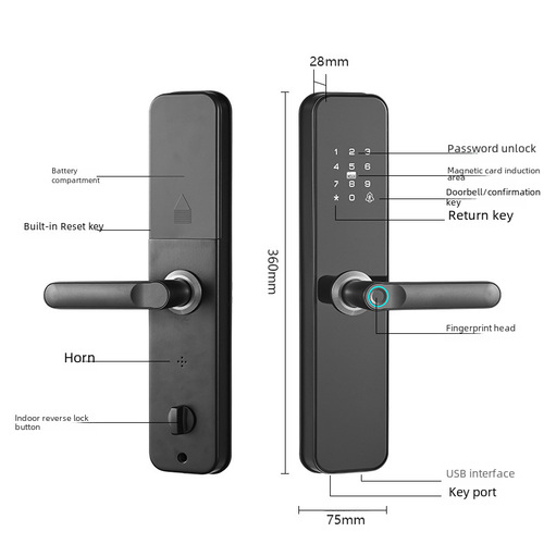 New apartment homestay wooden door anti-theft door lock graffiti Tuya universal TTlock electronic password smart fingerprint lock